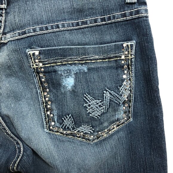 BKE Drew Boot Cut Womens Jeans Distressed W/ Embellished Pockets 27 x 31.5 - Picture 3 of 5